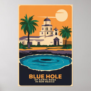 Blauw Gat New Mexico Reizen Kunst Vintage Poster