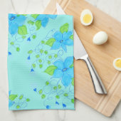 Blauw Geaccentueerd in groen Theedoek (Quarter Fold)