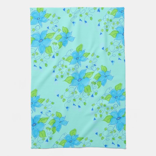 Blauw Geaccentueerd in groen Theedoek (Verticaal)