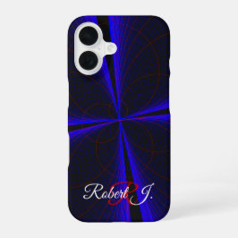 Blauw geaccentueerd klaverblad geometrische iPhone 16 Hoesje