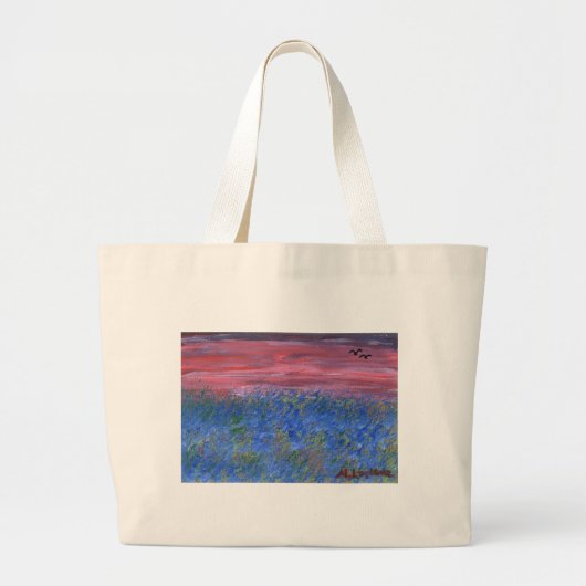 Blauw Gebied bij Zonsondergang Grote Tote Bag (Voorkant)