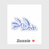 Blauw gebladerte sticker (Vel)