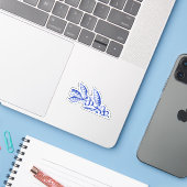 Blauw gebladerte sticker (Laptop met iPhone)