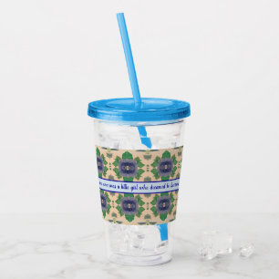 Blauw GeBloemde Trouwgast Acryl Drinkbeker