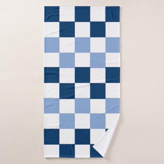 Blauw geblokte badhanddoek (Badhanddoek)