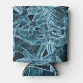 Blauw gebogen lint, gemarkeerd door reliëf, overla blikjeskoeler (Voorkant)