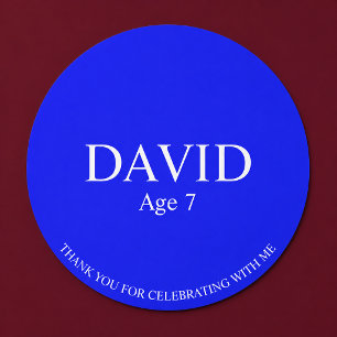 Blauw geboorte feestje favor sticker