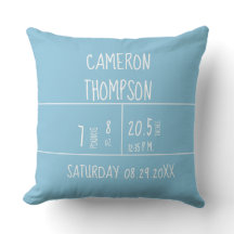  Blauw Geboorte Statistieken Baby Kinderkussen