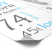 Blauw geboortebord voor jongen met voetafdruk poster (Hoek)