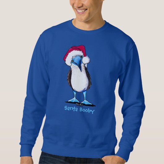 Blauw geboost kerstshirt met kerstmis trui (Voorkant)