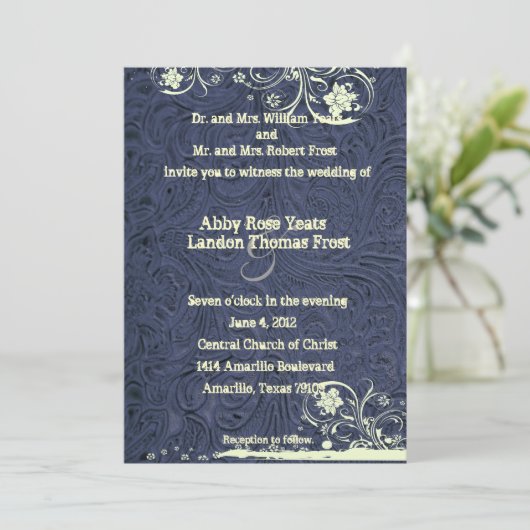 Blauw geboost leder en kreukhout kaart (Staand voorkant)