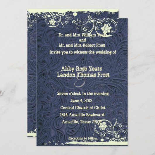 Blauw geboost leder en kreukhout kaart (Voorkant / Achterkant)