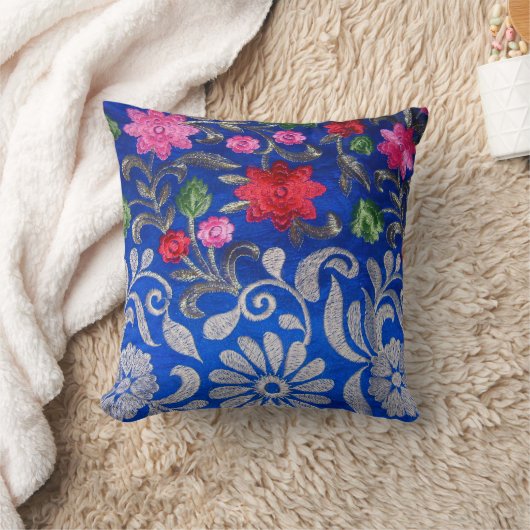 Blauw geborduurd Sierkussen voor thuisdecor (Deken)