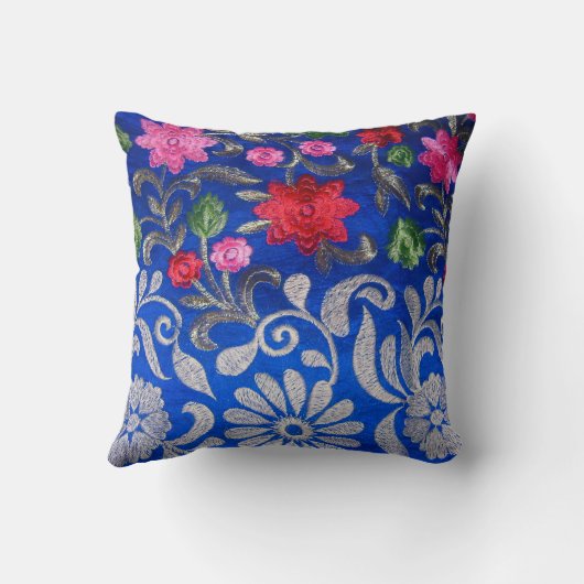 Blauw geborduurd Sierkussen voor thuisdecor (Achterkant)