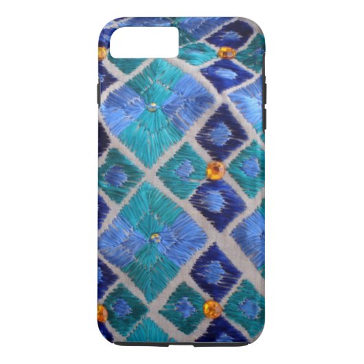 Blauw geborduurde Phulkari unieke iPhone-hoes Case-Mate iPhone Case (Achterkant)