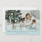 Blauw Geborsteld Kerstster Calligraphy Foto Feestdagenkaart (Voorkant)