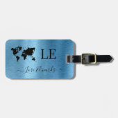 Blauw geborsteld metaal aangepast Bagagelabel voor (Voorkant horizontaal)