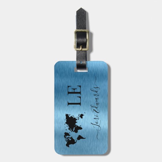 Blauw geborsteld metaal aangepast Bagagelabel voor (Voorkant verticaal)