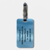 Blauw geborsteld metaal aangepast Bagagelabel voor (Achterkant verticaal)