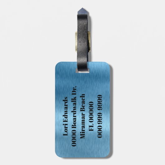 Blauw geborsteld metaal aangepast Bagagelabel voor (Achterkant verticaal)