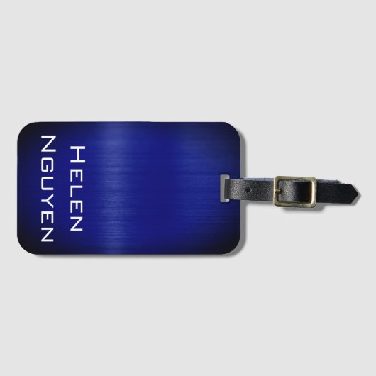 Blauw Geborsteld Metaal Metaalroestvrij staalnaam Bagagelabel (Voorkant (horizontaal))