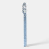 Blauw Geborsteld Metaal Zilver Glitter Monogram Na iPhone Hoesje (Linkerkant)