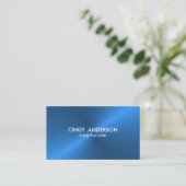 Blauw geborsteld metalen glans visitekaartje (Staand voorkant)