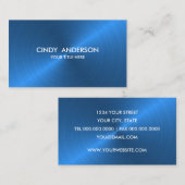 Blauw geborsteld metalen glans visitekaartje (Voorkant / Achterkant)