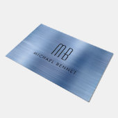 Blauw Geborsteld Metalen Monogram Deurmat (Schuin)