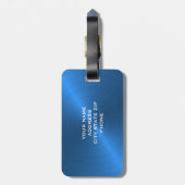 Blauw Geborsteld Metallic Monogram Initiaal Bagagelabel (Achterkant verticaal)