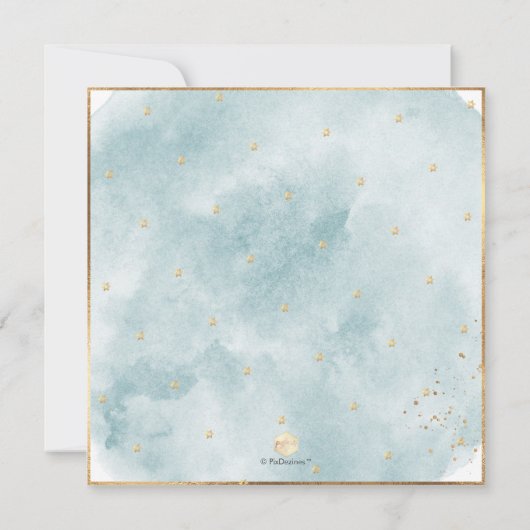 Blauw geborsteld Waterverf Gouden Confetti Bar Mit Kaart (Achterkant)