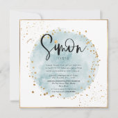 Blauw geborsteld Waterverf Gouden Confetti Bar Mit Kaart (Voorkant)