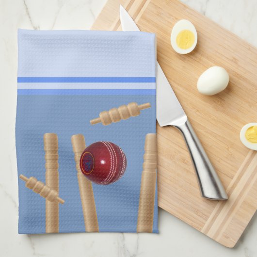 Blauw gebowld bij cricket, schotel handdoek (Quarter Fold)