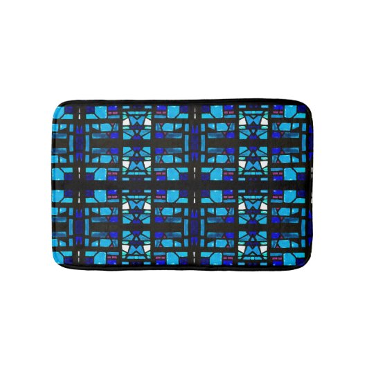 Blauw gebrand glas badmat (Voorkant)