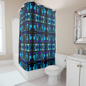 Blauw gebrandschilderd gordijn voor de douche (In situ)