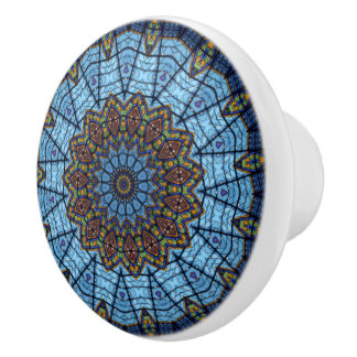 Blauw gebrandschilderde glazen keramische lade kas knop