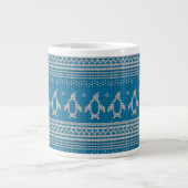 Blauw Gebreide Achtergrond Grote Koffiekop (Voorkant)