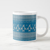 Blauw Gebreide Achtergrond Grote Koffiekop (Rechts)