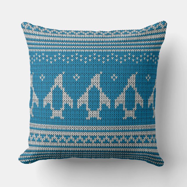 Blauw Gebreide Achtergrond Kussen (Voorkant)