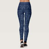 Blauw gebreide Kerstboom Patroon Naam Feestelijk Leggings (Achterkant)