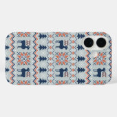 Blauw gebreide kersttrui rendierpatroon Case-Mate iPhone case (Achterkant (horizontaal))
