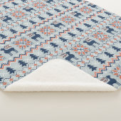 Blauw gebreide kersttrui rendierpatroon sherpa deken (3/4)