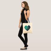 Blauw gebroken glashart 3d effect laag poly modern tote bag (Voorkant (model))