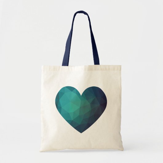 Blauw gebroken glashart 3d effect laag poly modern tote bag (Voorkant)