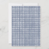 Blauw Gebruinde Gingham Kerstmis Kaart (Achterkant)