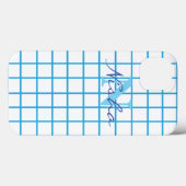Blauw gecontroleerd monogram Case-Mate iPhone case (Achterkant (horizontaal))