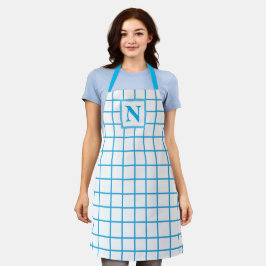 Blauw gecontroleerd monogram schort