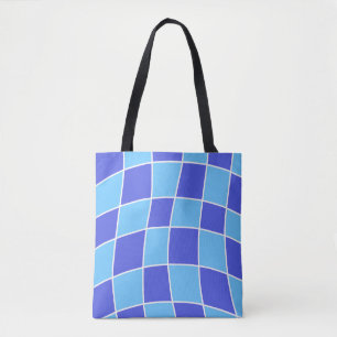 Blauw gecontroleerd tote bag