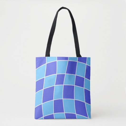 Blauw gecontroleerd tote bag (Voorkant)