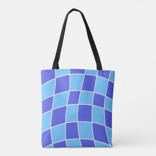 Blauw gecontroleerd tote bag (Achterkant)